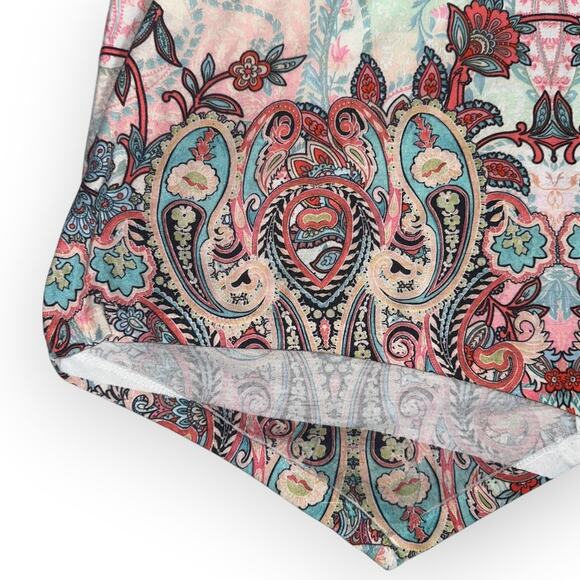 World Unity Cold Shoulder Paisley Print Boho Top Size XL Multi Soft Knit Blouse - Picture 7 of 13